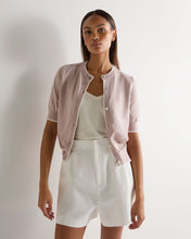 Load image into Gallery viewer, N.Peal Women's Cotton Cashmere Short Sleeve Cardigan Dune Pink
