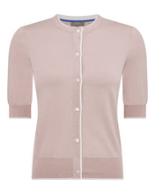 Load image into Gallery viewer, N.Peal Women's Cotton Cashmere Short Sleeve Cardigan Dune Pink
