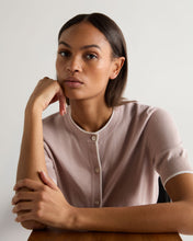 Load image into Gallery viewer, N.Peal Women's Cotton Cashmere Short Sleeve Cardigan Dune Pink
