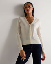 Load image into Gallery viewer, N.Peal Women's Superfine Cashmere V Neck Cardigan New Ivory White
