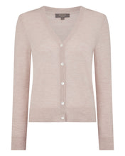 Load image into Gallery viewer, N.Peal Women's Superfine Cashmere V Neck Cardigan Sandstone Brown
