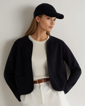 Load image into Gallery viewer, N.Peal Women's Milano Cashmere Jacket Navy Blue

