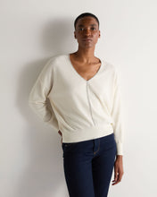 Load image into Gallery viewer, N.Peal Women's Metal Trim V Neck Cashmere Jumper New Ivory White
