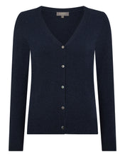 Load image into Gallery viewer, N.Peal Women's Lara V Neck Cashmere Cardigan Indigo Blue
