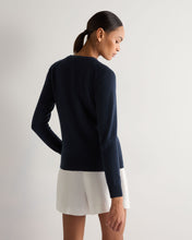 Load image into Gallery viewer, N.Peal Women's Lara V Neck Cashmere Cardigan Indigo Blue
