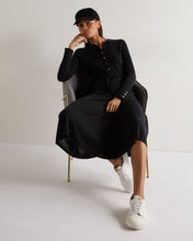 Load image into Gallery viewer, N.Peal Women's Polo Collar Silk Cashmere Dress Black
