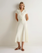 Load image into Gallery viewer, N.Peal Women's Moss Stitch Cotton Cashmere Dress New Ivory White
