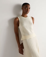 Load image into Gallery viewer, N.Peal Women's Chevron Stitch Cashmere Tank Top New Ivory White
