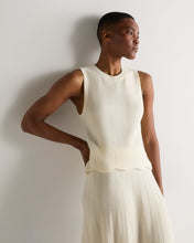 Load image into Gallery viewer, N.Peal Women's Chevron Stitch Cashmere Tank Top New Ivory White
