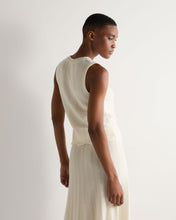 Load image into Gallery viewer, N.Peal Women's Chevron Stitch Cashmere Tank Top New Ivory White
