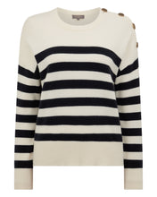 Load image into Gallery viewer, N.Peal Women's Striped Cashmere Jumper New Ivory White
