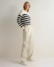 Load image into Gallery viewer, N.Peal Women's Striped Cashmere Jumper New Ivory White
