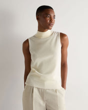Load image into Gallery viewer, N.Peal Women's Aurora Mock Neck Cashmere Tank Top New Ivory White
