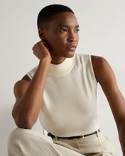 Load image into Gallery viewer, N.Peal Women's Aurora Mock Neck Cashmere Tank Top New Ivory White
