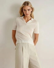 Load image into Gallery viewer, N.Peal Women's Linen Blend Collared Top New Ivory White
