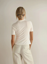 Load image into Gallery viewer, N.Peal Women's Linen Blend Collared Top New Ivory White
