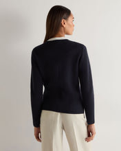Load image into Gallery viewer, Women's Round Neck Cashmere Blazer Navy Blue
