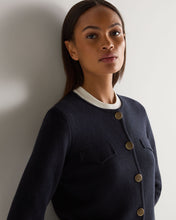 Load image into Gallery viewer, Women's Round Neck Cashmere Blazer Navy Blue
