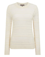 Load image into Gallery viewer, N.Peal Women's Open Stitch Linen Blend Jumper New Ivory White

