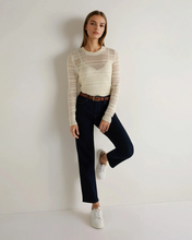 Load image into Gallery viewer, N.Peal Women's Open Stitch Linen Blend Jumper New Ivory White
