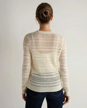 Load image into Gallery viewer, N.Peal Women's Open Stitch Linen Blend Jumper New Ivory White
