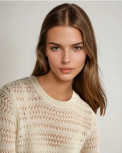 Load image into Gallery viewer, N.Peal Women's Open Stitch Linen Blend Jumper New Ivory White

