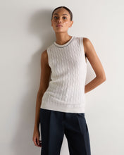 Load image into Gallery viewer, N.Peal Women's Ophelia Cable Cashmere Tank Top New Ivory White
