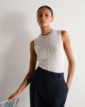 Load image into Gallery viewer, N.Peal Women's Ophelia Cable Cashmere Tank Top New Ivory White
