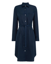 Load image into Gallery viewer, N.Peal Women's Catania Linen Shirt Dress Navy Blue
