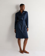 Load image into Gallery viewer, N.Peal Women's Catania Linen Shirt Dress Navy Blue
