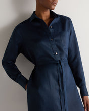 Load image into Gallery viewer, N.Peal Women's Catania Linen Shirt Dress Navy Blue
