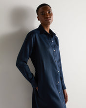 Load image into Gallery viewer, N.Peal Women's Catania Linen Shirt Dress Navy Blue

