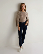 Load image into Gallery viewer, N.Peal Women's Moving Rib Cashmere Jumper Oatmeal Brown
