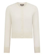 Load image into Gallery viewer, N.Peal Women's Superfine Cashmere Round Neck Cardigan New Ivory White
