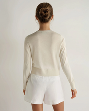 Load image into Gallery viewer, N.Peal Women's Superfine Cashmere Round Neck Cardigan New Ivory White
