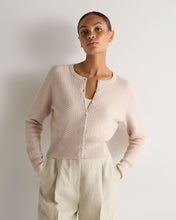 Load image into Gallery viewer, N.Peal Women's Tuck Stitch Cashmere Cardigan Dusk Pink

