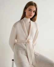 Load image into Gallery viewer, N.Peal Women's Longline Cashmere Cardigan New Ivory White
