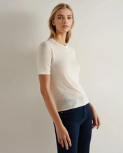 Load image into Gallery viewer, N.Peal Women's Linen Blend Round Neck Top New Ivory White
