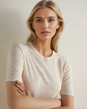 Load image into Gallery viewer, N.Peal Women's Linen Blend Round Neck Top New Ivory White
