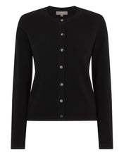 Load image into Gallery viewer, N.Peal Women's Hallie Round Neck Cashmere Cardigan Black
