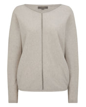 Load image into Gallery viewer, N.Peal Women's Metal Trim Batwing Cashmere Jumper Pebble Grey
