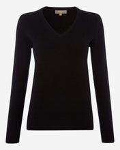 Load image into Gallery viewer, Women&#39;s V Neck Cashmere Sweater in Black
