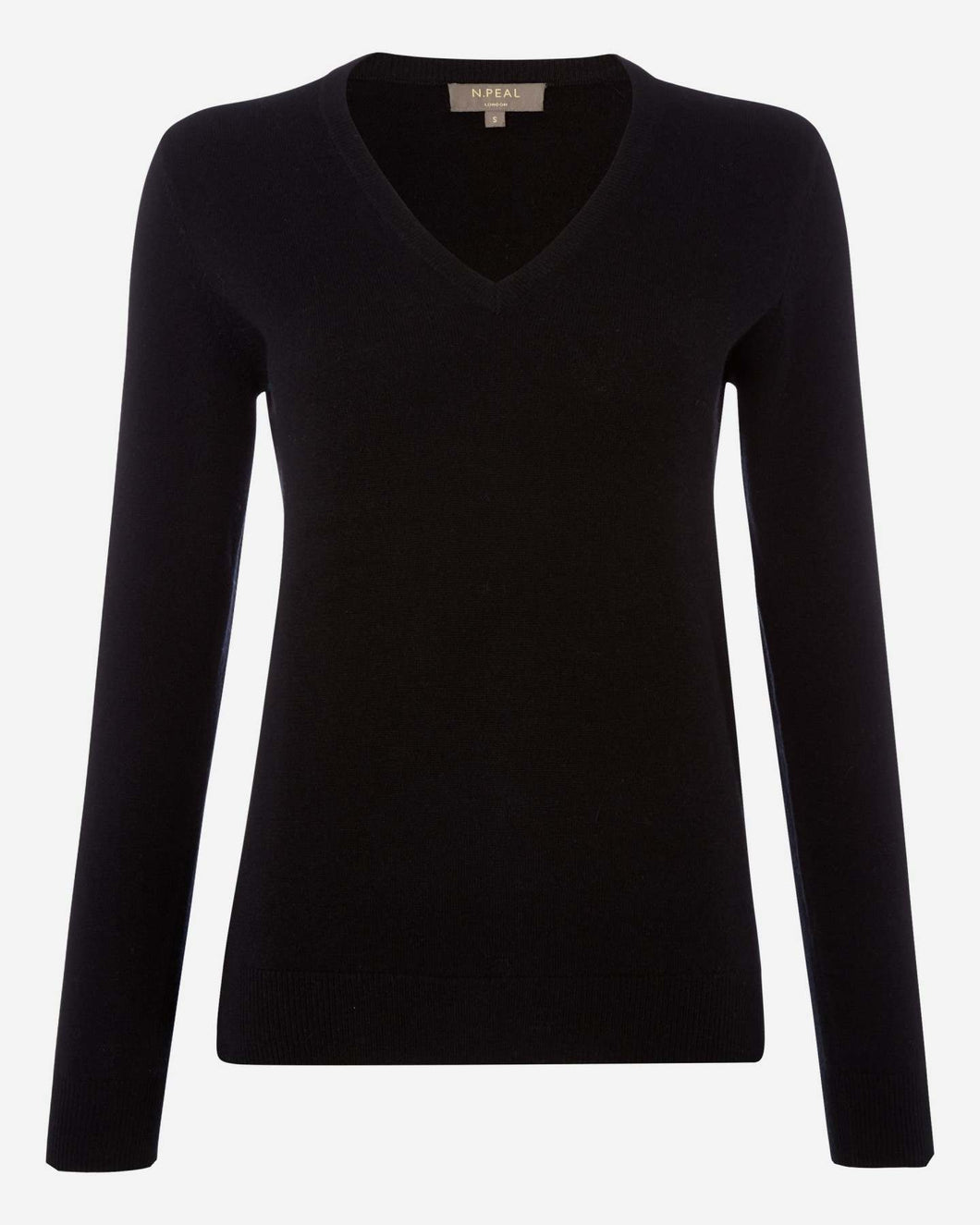 Women's V Neck Cashmere Sweater in Black