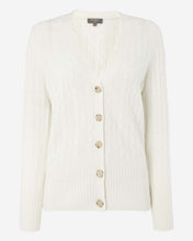 Load image into Gallery viewer, N.Peal Women's Cable V Neck Cashmere Cardigan New Ivory White
