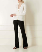Load image into Gallery viewer, N.Peal Women's Cable V Neck Cashmere Cardigan New Ivory White
