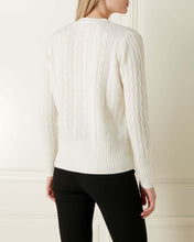 Load image into Gallery viewer, N.Peal Women's Cable V Neck Cashmere Cardigan New Ivory White
