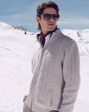 Load image into Gallery viewer, N.Peal Cable Zip Through Jacket Snow Grey Dark Grey

