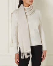 Load image into Gallery viewer, Large Woven Cashmere Scarf Ecru White
