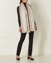 Load image into Gallery viewer, Cashmere Scarf With Fur Trim Ecru White Sand Brown
