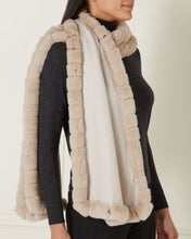 Load image into Gallery viewer, Cashmere Scarf With Fur Trim Ecru White Sand Brown
